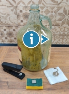 piszkos demizson és a tisztításhoz szükséges mágnesek