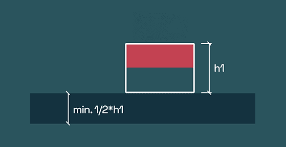 acél felület, amely legalább a mágnes magasságának felével megegyező