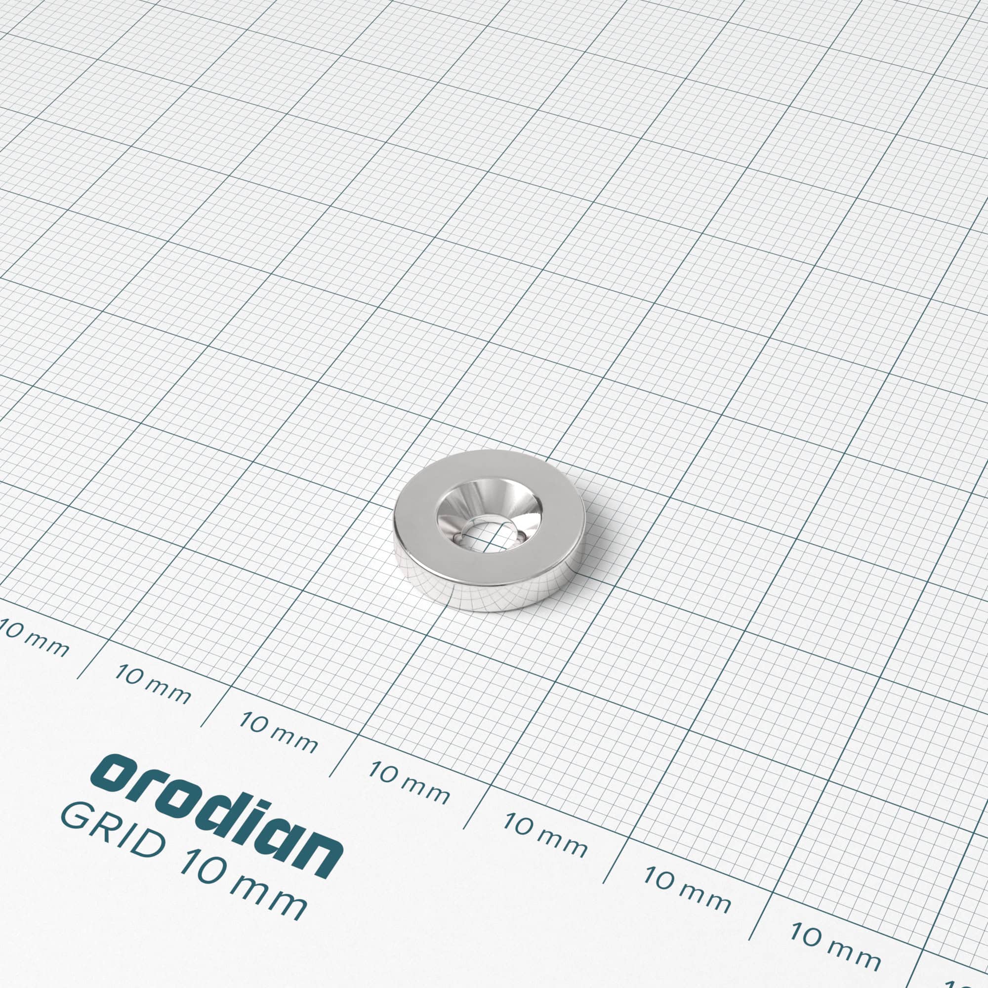 Neodímium hengermágnes 14×3 mm lyukkal M4 (déli pólus a mélyedés oldalán) - N38 - Image 2
