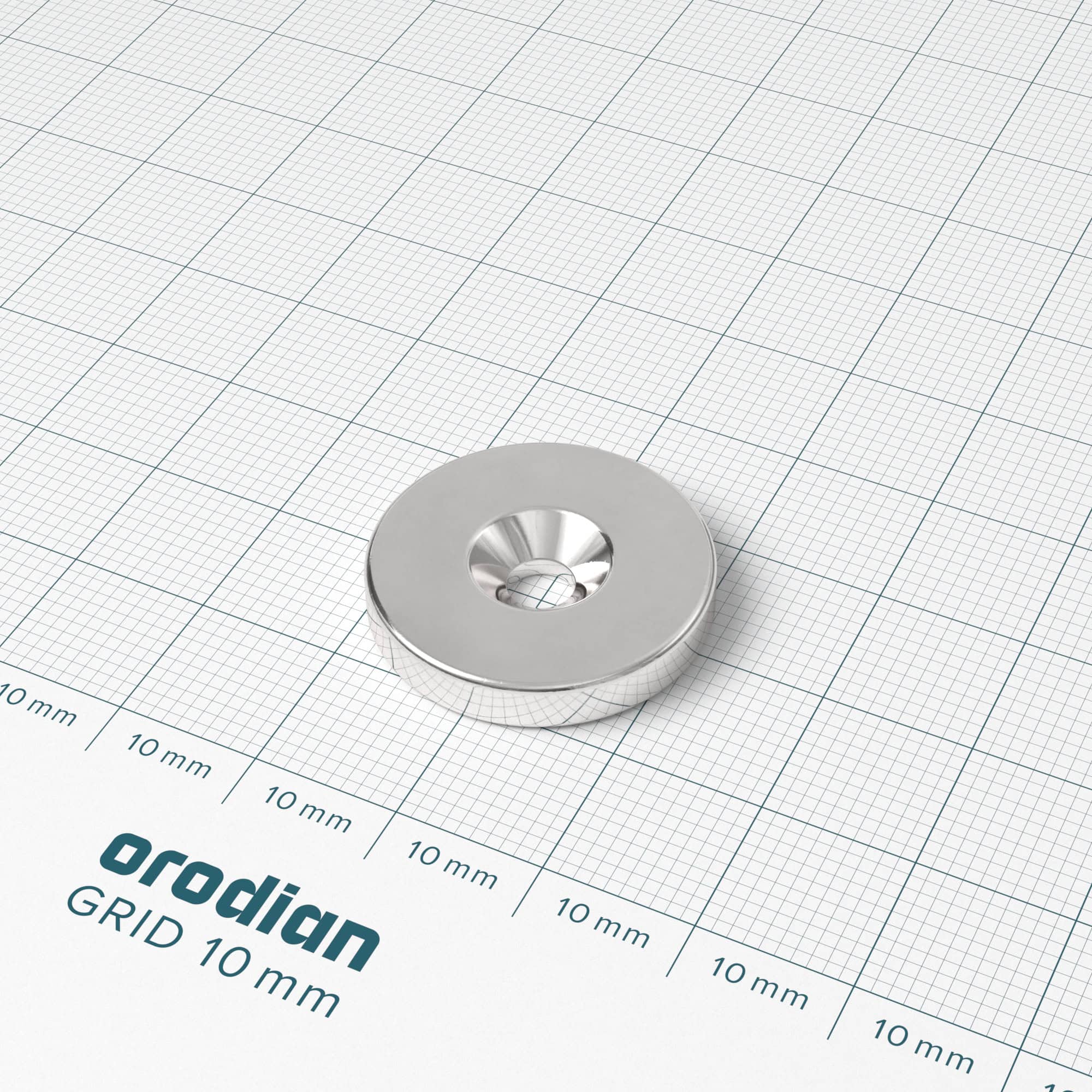 Neodímium hengermágnes 23×4 mm lyukkal M4 (északi pólus a mélyedés oldalán) - N38 - Image 2